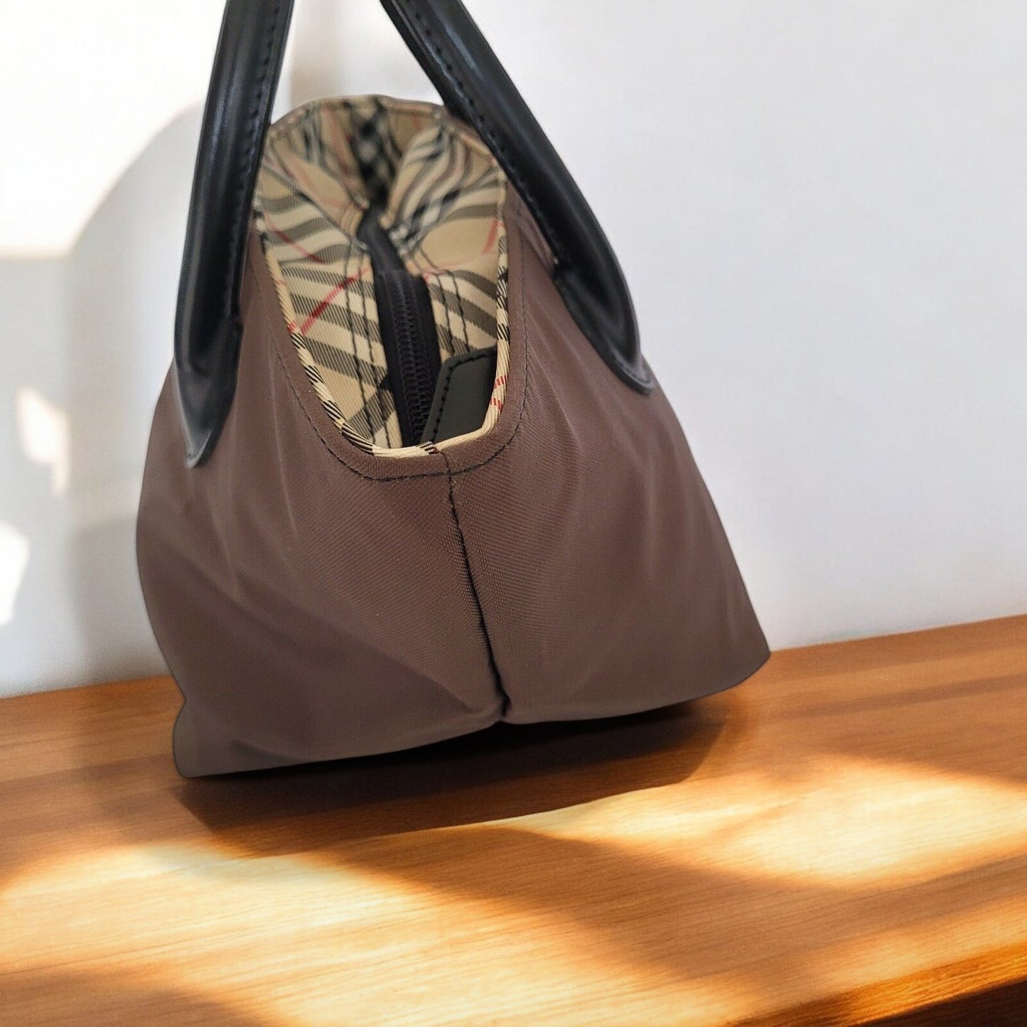 BURBERRY BLUE LABEL Mini Tote Handbag Purse Bag Canvas Small Nova Check Brown