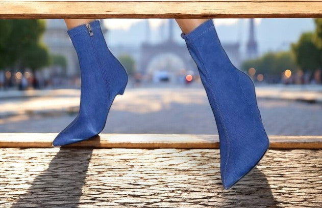 Classic Denim Stiletto Heel Booties