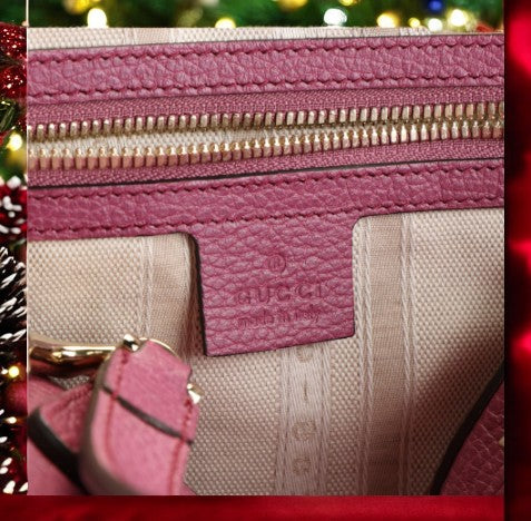 Gucci Lady Dollar Dome Two-Way Handbag in Pink-Grained Leather