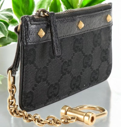 Gucci Studded Canvas and Leather Key Case