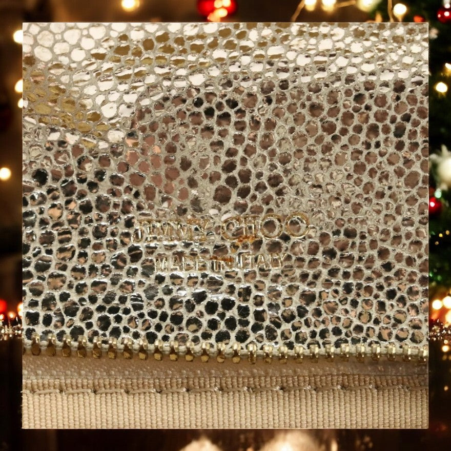 Jimmy Choo Champagne Gold Glitter Caro Chain Bag