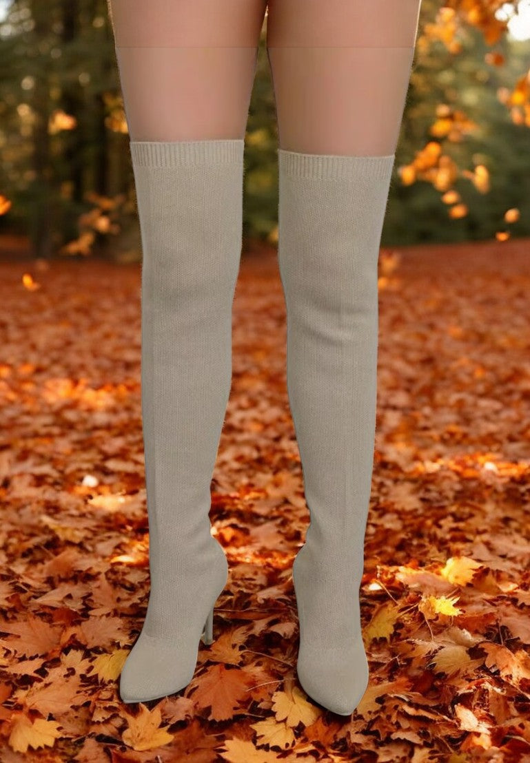 Knit Style Over-The-Knee Stiletto Boots