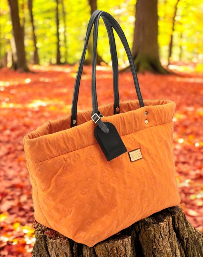 Louis Vuitton Neoprene Scuba shopping bag in orange monogram canvas and black leather