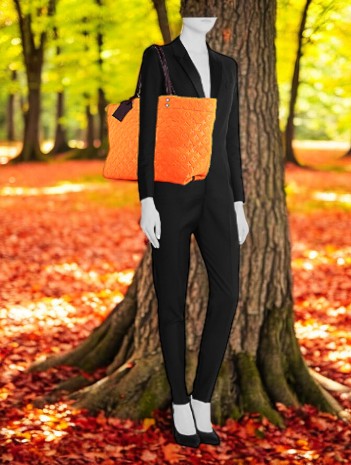 Louis Vuitton Neoprene Scuba shopping bag in orange monogram canvas and black leather