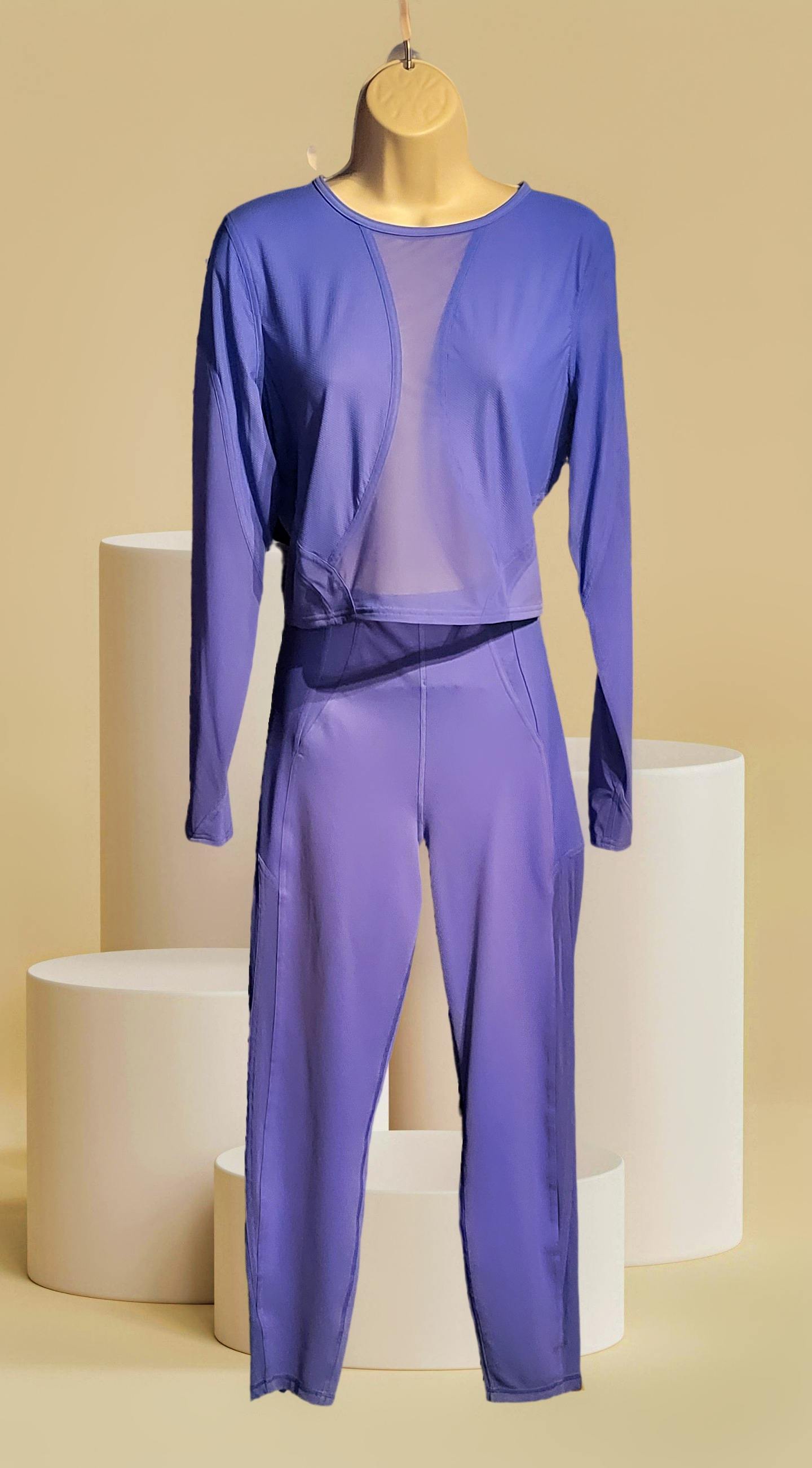 NWOT lululemon Lavender Mesh Panelled Training Long Sleeve Shirt w/Pants (SET)