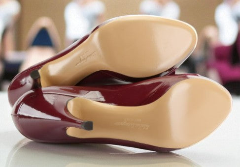 Salvatore Ferragamo Vara Bow Pumps in Burgundy Patent Leather