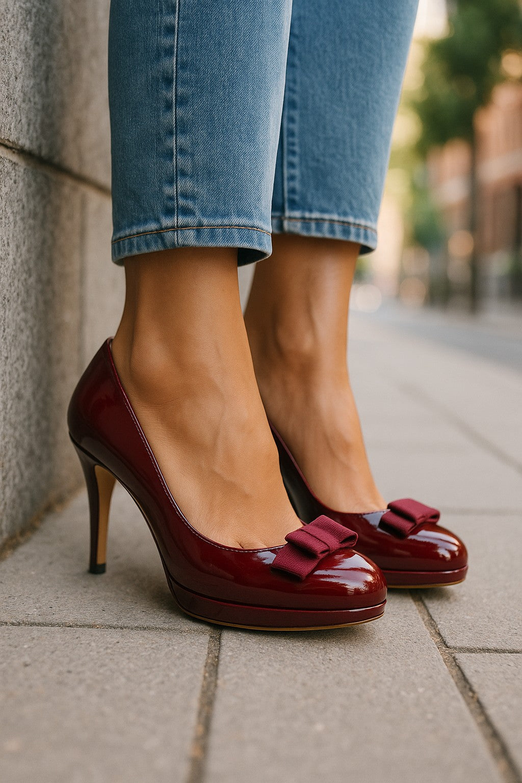 Salvatore Ferragamo Vara Bow Pumps in Burgundy Patent Leather