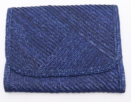 Saks Fifth Avenue Woven Blue/Red Straw Large Flap Clutches