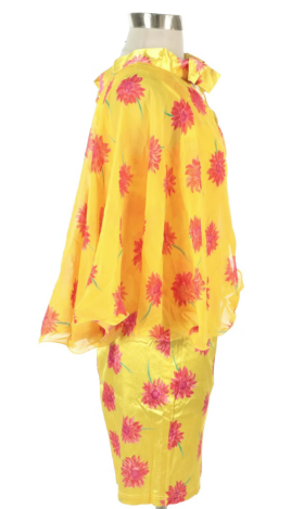 Vera Mont of France Floral Print Two-Piece Sleeveless Dress and Overlay Top Set