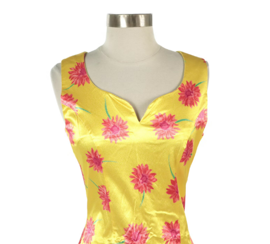 Vera Mont of France Floral Print Two-Piece Sleeveless Dress and Overlay Top Set