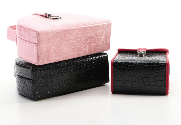 Alten International Purse Style Faux Crocodile Traveling Jewelry Cases
