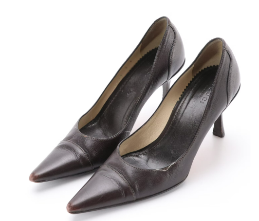 Gucci Brown Leather Pointed-Toe Pumps