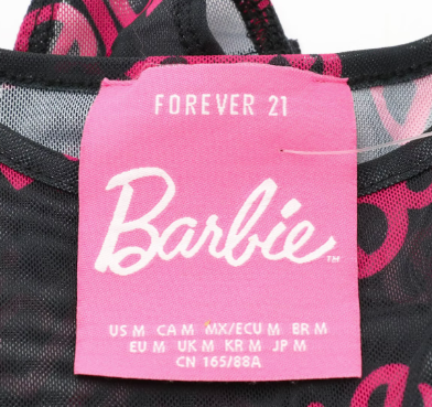 Unique Hand- Made Vintage Barbie Doll Tote & NWT Forever 21 Barbie Printed Mesh Bodysuit