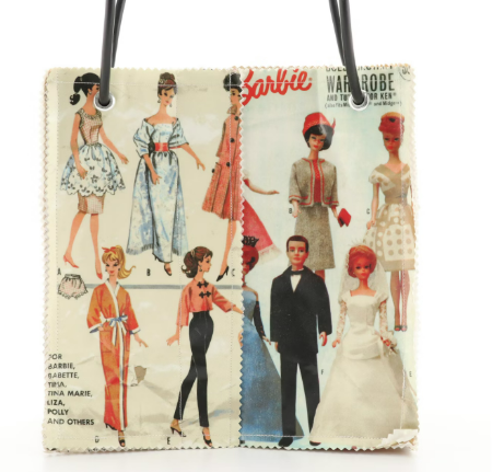 Unique Hand- Made Vintage Barbie Doll Tote & NWT Forever 21 Barbie Printed Mesh Bodysuit