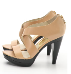 Michael Kors Beige Leather "Elena" Platform Heels, Guess Black Platform Wedges