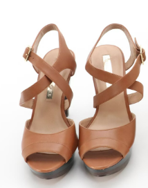 Guess White Strappy Leather Wedges & Audrey Brooke Heeled Peep-Toe Sandals