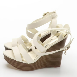 Guess White Strappy Leather Wedges & Audrey Brooke Heeled Peep-Toe Sandals