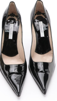 Brian Atwood Satin/Lace and Pollini Patent Leather Point Toe Pumps