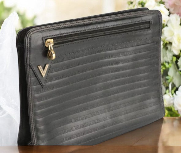 Mario Valentino Black Leather Clutch Bag