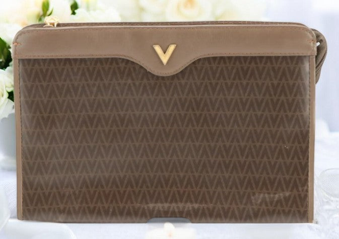 Mario Valentino Brown Leather Clutch Bag
