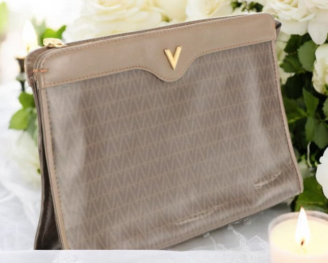 Mario Valentino Brown Leather Clutch Bag