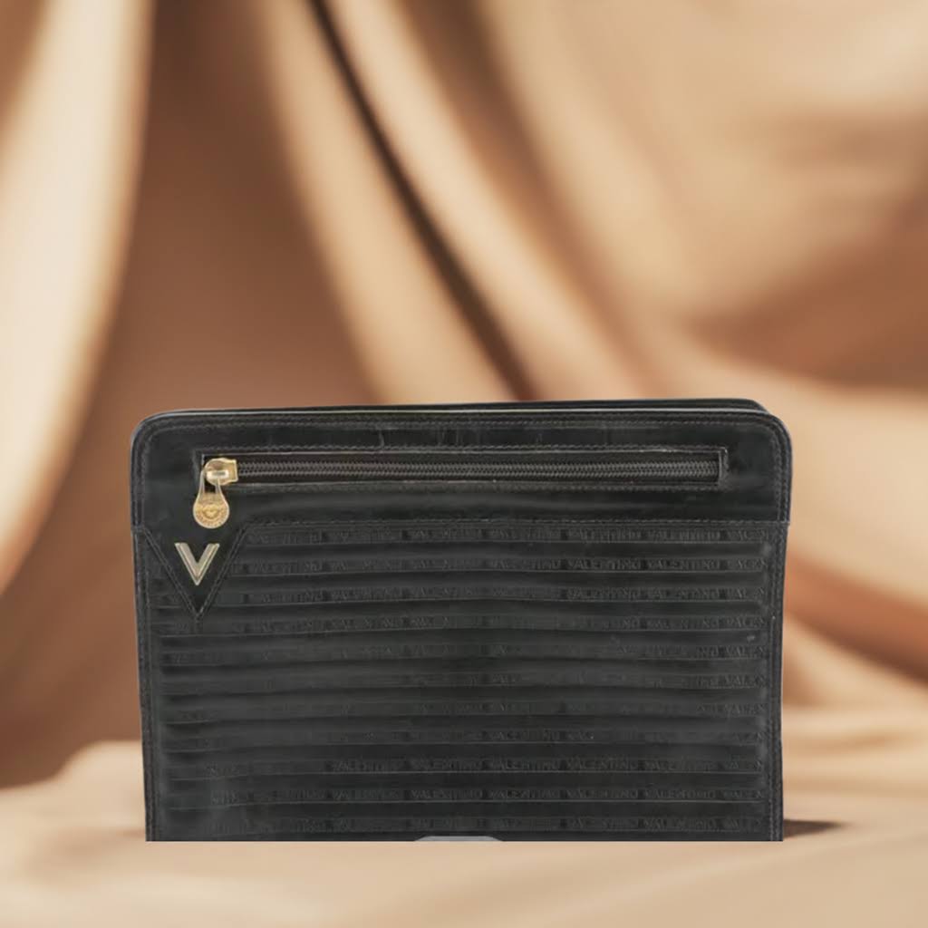 Mario Valentino Black Leather Clutch Bag