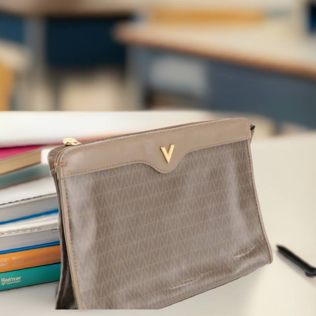 Mario Valentino Brown Leather Clutch Bag
