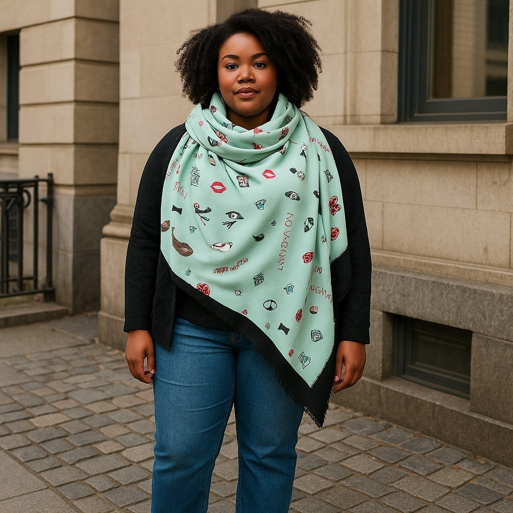 Kate Spade "Las Vegas" and "Embellished Lipstick" Fringe Scarves