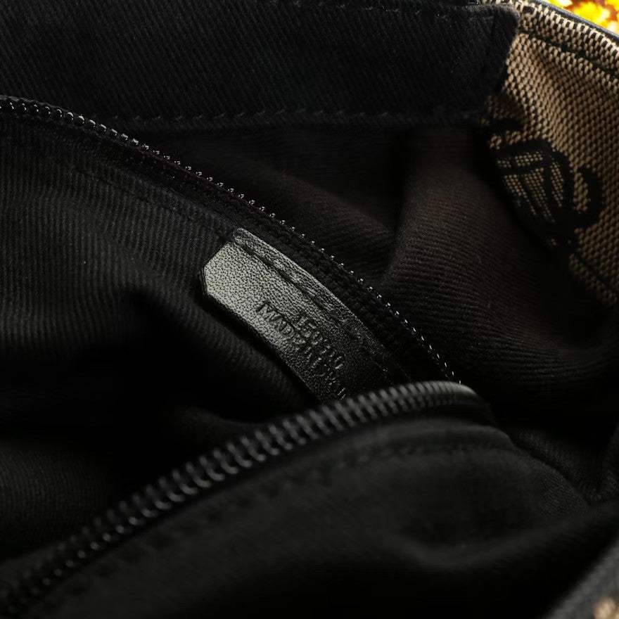 Loewe Anagram Tote in Beige and Black Canvas with Leather Trim