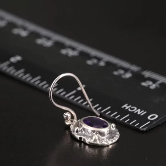 Beautiful Vintage Sterling Amethyst Drop Earrings- 57578