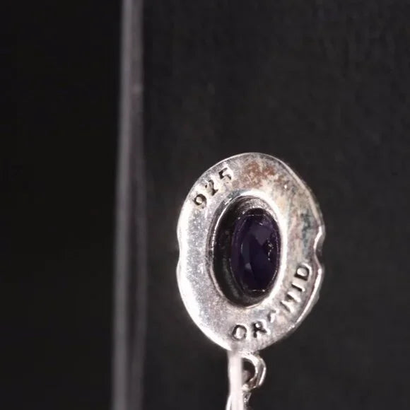 Beautiful Vintage Sterling Amethyst Drop Earrings- 57578