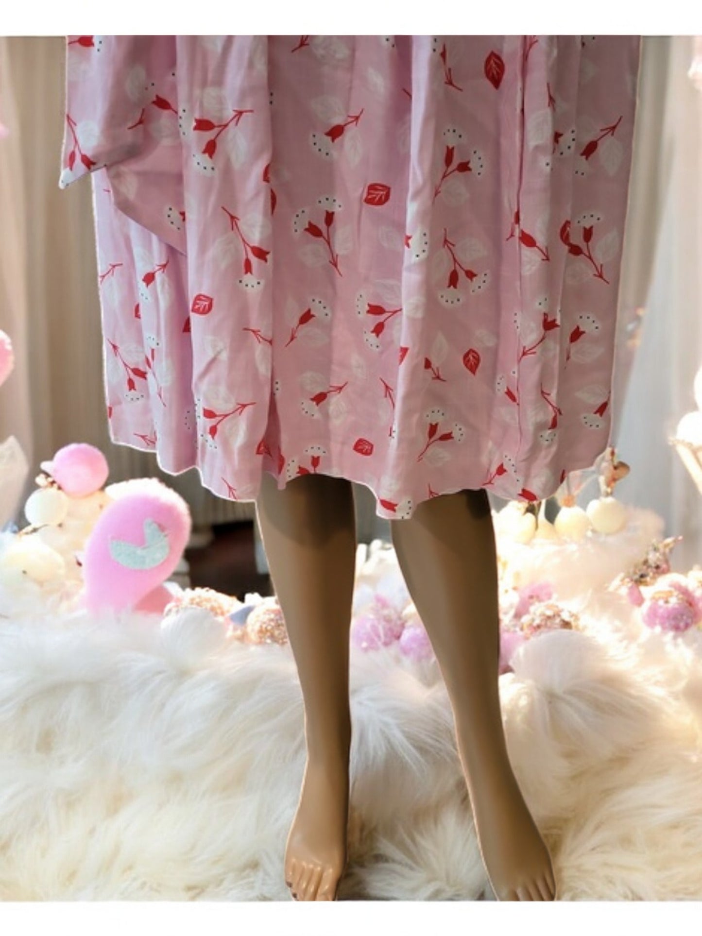 Pre-Loved Anne Klein Summer Dress in Pink w/ White Flowers Sz 2