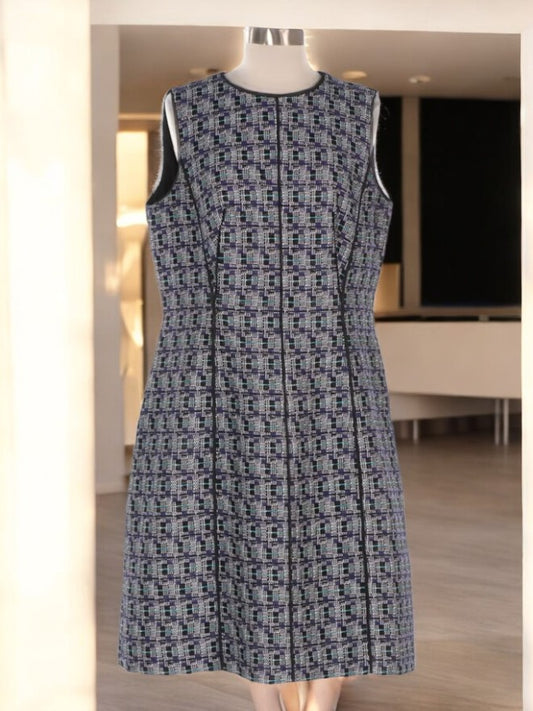 Oscar De La Renta Sleeveless Sheath Dress in Cotton and Wool Tweed