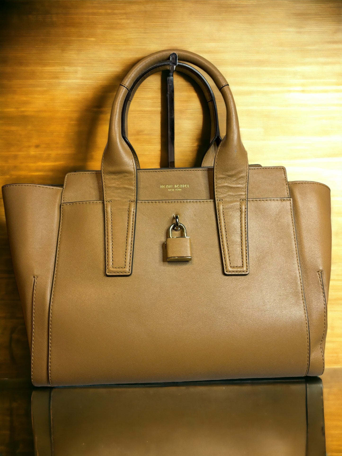 Authentic Henri Bendel Lex Padlock Tan Tote