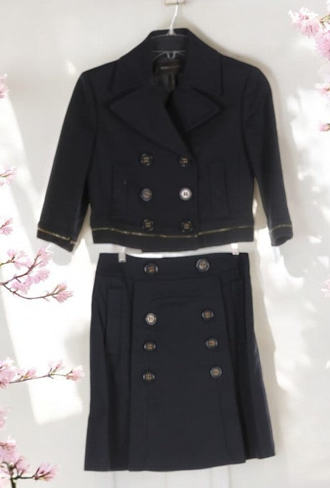 BCBG Maxazria Penny Cotton Navy Sailor Skirt Set