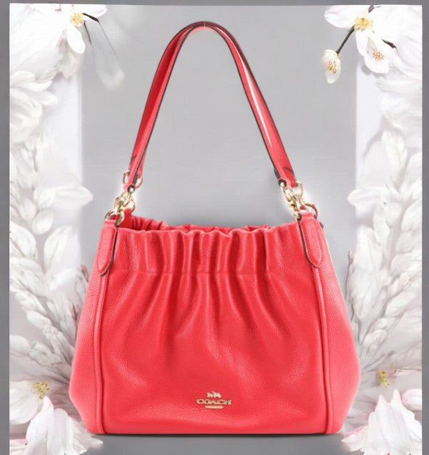 Coach Maya Leather Shoulder Bag Red