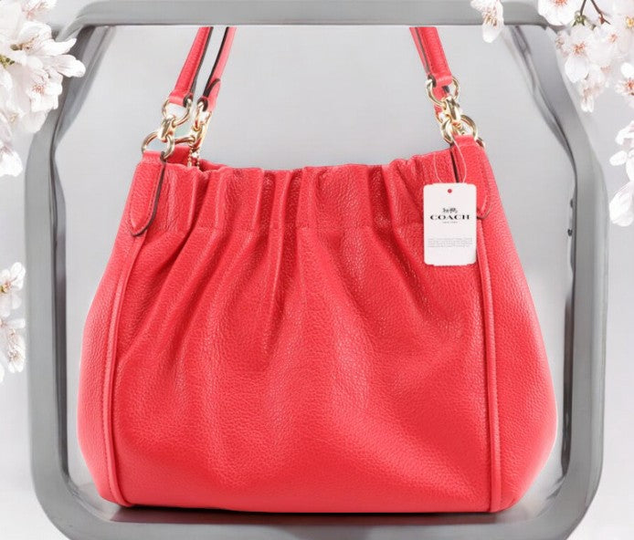 Coach Maya Leather Shoulder Bag Red