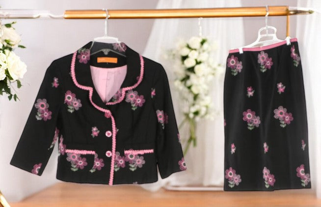 Cynthia Steffe Floral Embroidered Jacket & Skirt Set