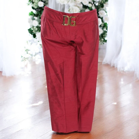 Dolce & Gabbana Silk Cropped Pants with DG Logo