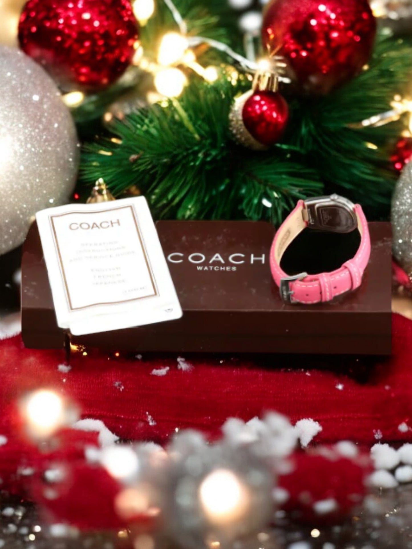 Stainless Steel Coach Horseshoe Pink Swiss Wristwatch