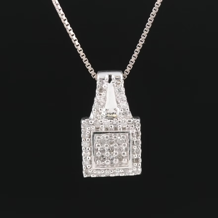 Vintage Beautiful - Sterling Diamond Pendant Necklace