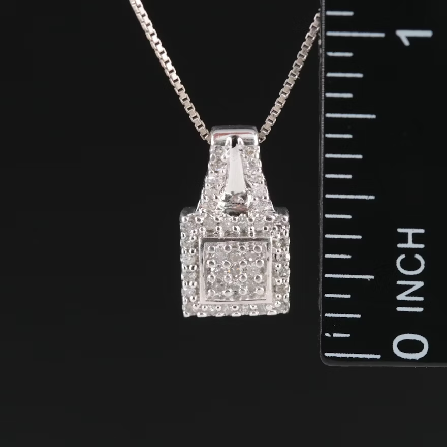 Vintage Beautiful - Sterling Diamond Pendant Necklace