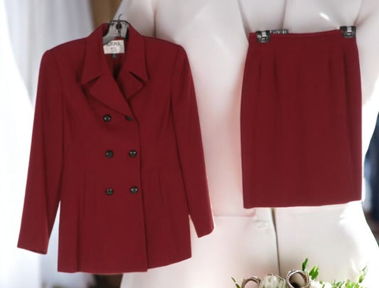 Kasper A.S.L. Petite Red Skirt Suit