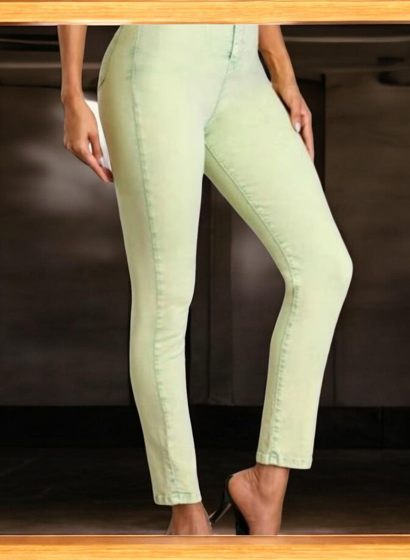 Acid Wash Green Stretch Skinny Jeans