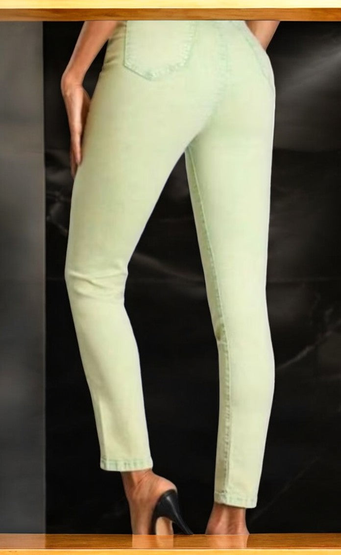 Acid Wash Green Stretch Skinny Jeans