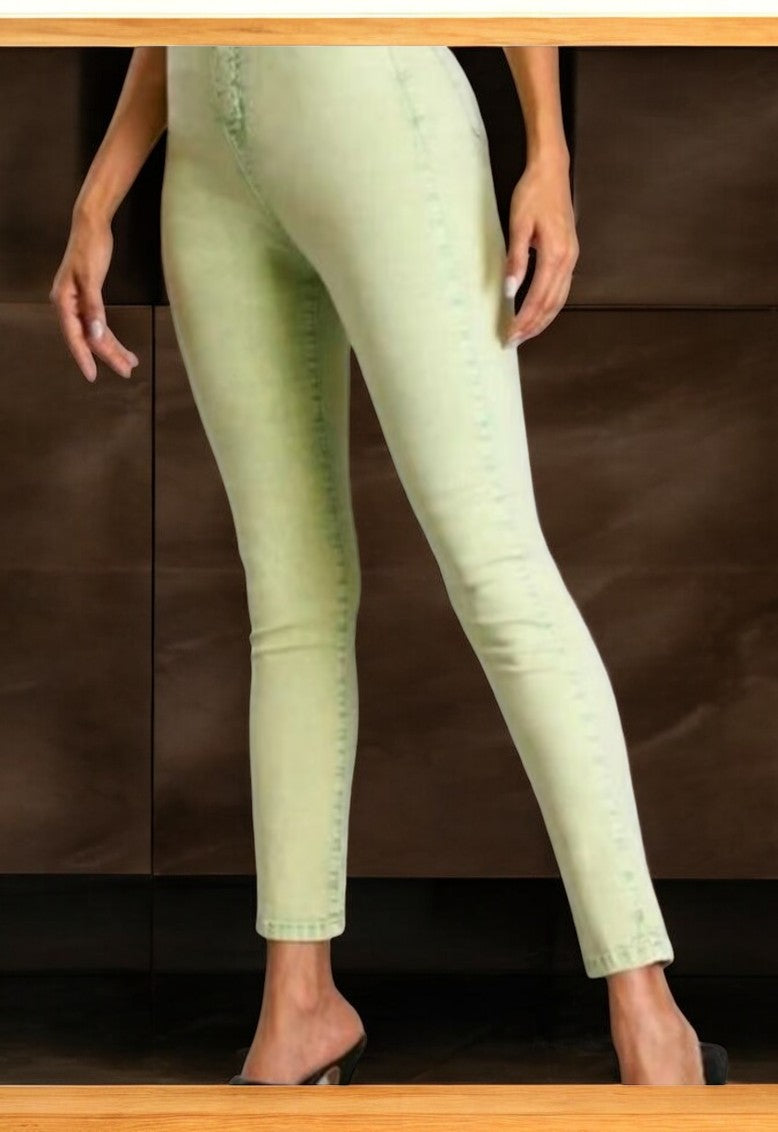 Acid Wash Green Stretch Skinny Jeans