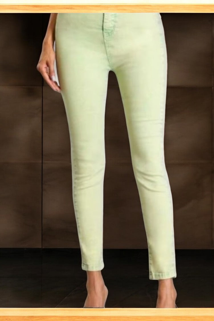 Acid Wash Green Stretch Skinny Jeans