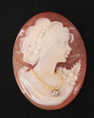 Antique Cameo Habillé  4K Loose Shell and Diamond Set