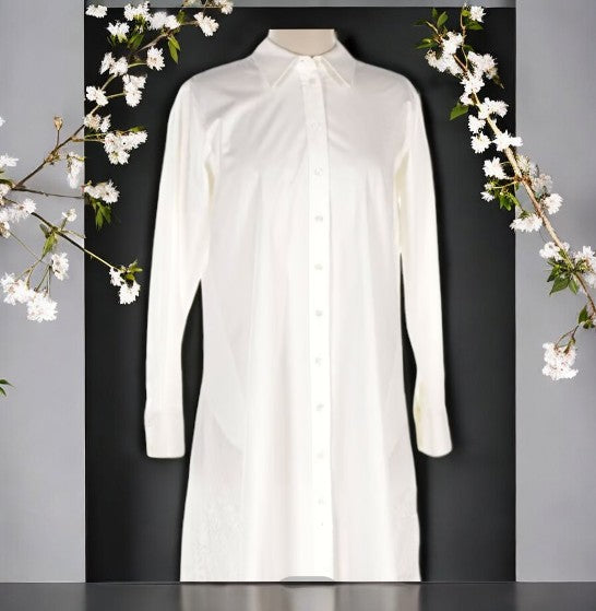 All Saints White Shirt Dress with Lace Trim