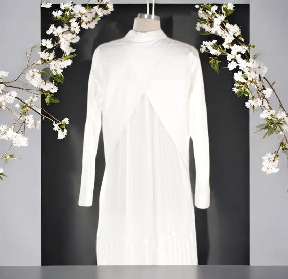 All Saints White Shirt Dress with Lace Trim